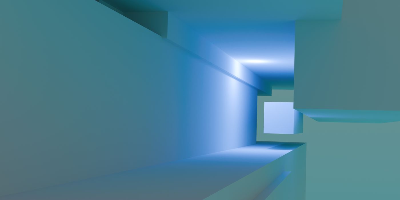 Abstract 3D visualization of a lit doorway, representing client and candidate portal access